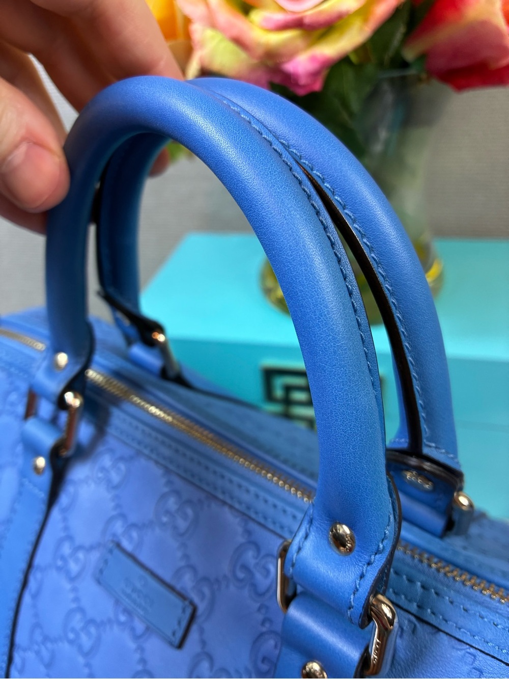 Gucci Guccissima Blue Leather Joy Boston Bag - Authentic & Pristine Condition - Picture 8 of 16